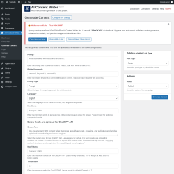 Page screenshot: AI Content Writer &rarr; Generate Content