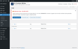 Page screenshot: AI Content Writer &rarr; Logs