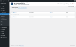 Page screenshot: AI Content Writer &rarr; Campaigns