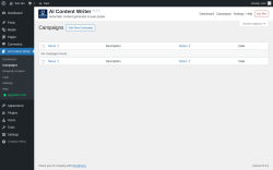 Page screenshot: AI Content Writer &rarr; Campaigns
