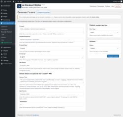 Page screenshot: AI Content Writer &rarr; Generate Content