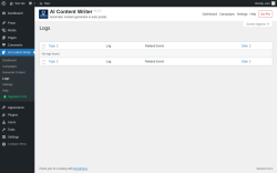Page screenshot: AI Content Writer &rarr; Logs