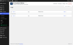 Page screenshot: AI Content Writer &rarr; Logs