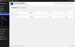 Page screenshot: AI Content Writer &rarr; Campaigns