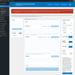 Page screenshot: Posts → Generate New