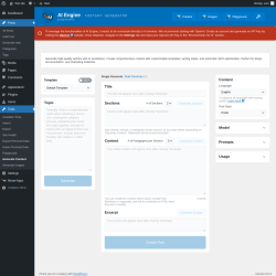 Page screenshot: Tools → Generate Content