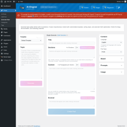Page screenshot: Posts → Generate New