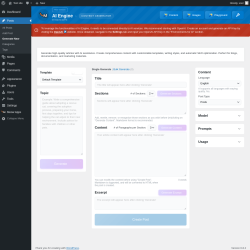 Page screenshot: Posts → Generate New