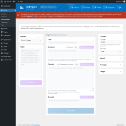 Page screenshot: Posts → Generate New