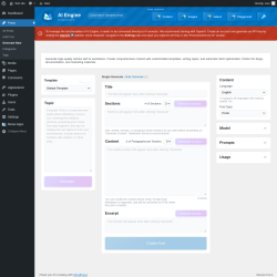 Page screenshot: Posts → Generate New