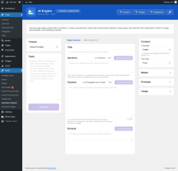 Page screenshot: Tools &rarr; Generate Content