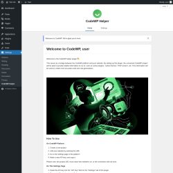 Page screenshot: Settings → CodeWP Helper