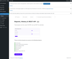 Page screenshot: AI-Powered SEO → Reports, History & REST API