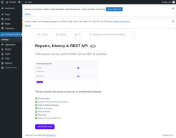 Page screenshot: AI-Powered SEO &rarr; Reports, History & REST API