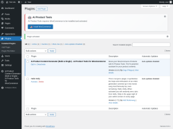 Page screenshot: Plugins &lsaquo; Test site &mdash; WordPress