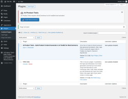Page screenshot: Plugins &lsaquo; Test site &mdash; WordPress