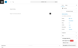 Page screenshot: Add Post &lsaquo; Test site &mdash; WordPress