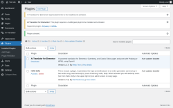 Page screenshot: Plugins &lsaquo; Test site &mdash; WordPress