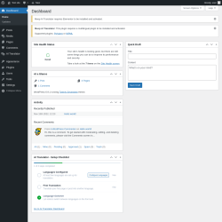 Page screenshot: Dashboard &lsaquo; Test site &mdash; WordPress