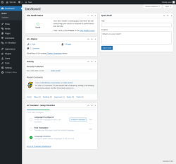 Page screenshot: Dashboard &lsaquo; Test site &mdash; WordPress