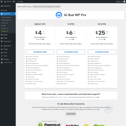 Page screenshot: AiBud WP → Upgrade  ➤