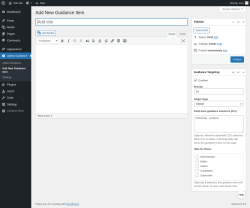 Page screenshot: Admin Guidance &rarr; Add New Guidance Item