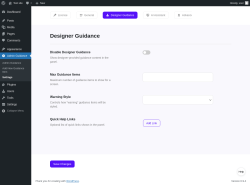 Page screenshot: Admin Guidance &rarr; Settings &rarr; Designer Guidance