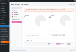 Page screenshot: Ajax Search Lite &rarr; Search Statistics