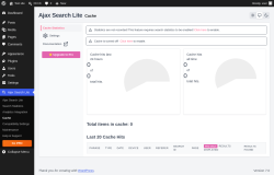 Page screenshot: Ajax Search Lite &rarr; Cache