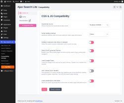 Page screenshot: Ajax Search Lite &rarr; Compatibility Settings