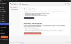 Page screenshot: Ajax Search Lite &rarr; Maintenance