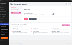 Page screenshot: Ajax Search Lite &rarr; Analytics Integration
