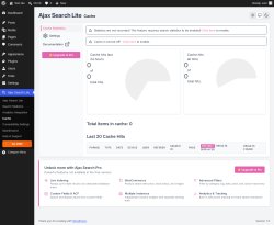 Page screenshot: Ajax Search Lite &rarr; Cache