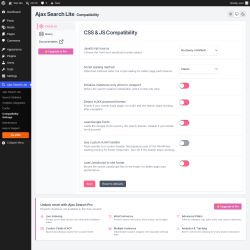 Page screenshot: Ajax Search Lite &rarr; Compatibility Settings