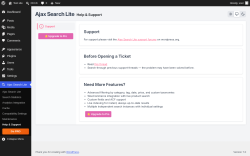 Page screenshot: Ajax Search Lite &rarr; Help & Support