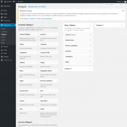 Page screenshot: Widgets &lsaquo; Test site &mdash; WordPress