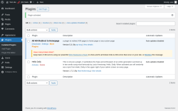 Page screenshot: Plugins ‹ Test site — WordPress