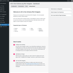 Page screenshot: All in One Rich Snippets Dashboard ‹ Test site — WordPress
