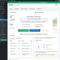 Page screenshot: All in One SEO → Search Statistics NEW!