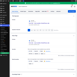 Page screenshot: All in One SEO &rarr; Search Appearance