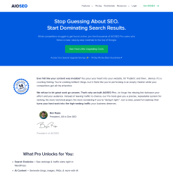 Page screenshot: All in One SEO &rarr; Upgrade to Pro