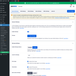 Page screenshot: All in One SEO &rarr; Sitemaps