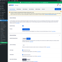 Page screenshot: All in One SEO &rarr; Sitemaps