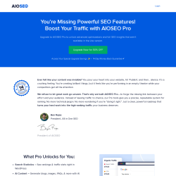Page screenshot: All in One SEO &rarr; Upgrade to Pro