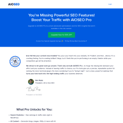 Page screenshot: All in One SEO &rarr; Upgrade to Pro