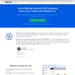 Page screenshot: All in One SEO &rarr; Upgrade to Pro