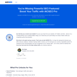 Page screenshot: All in One SEO &rarr; Upgrade to Pro