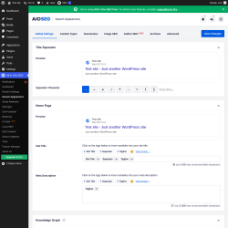 Page screenshot: All in One SEO &rarr; Search Appearance
