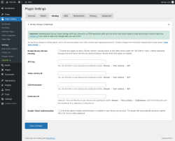 Page screenshot: Video Gallery → Settings → Hosting