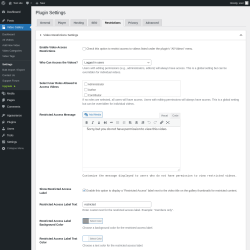 Page screenshot: Video Gallery → Settings → Restrictions